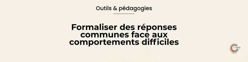 Outils et pédagogies: Formaliser des réponses communes face aux comportements difficiles