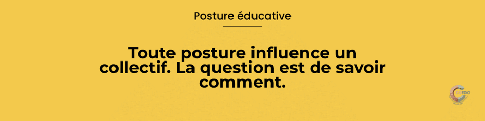 Professionnels échangeant autour d'une situation éducative dans une atmosphère de coopération. L'illustration met en scène l'influence des postures professionnelles, la réflexion collective, la cohérence des pratiques et la construction d'une culture institutionnelle partagée.